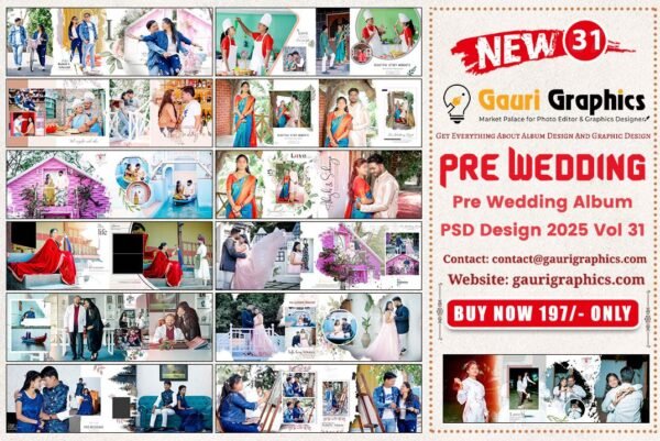 12x36 Pre Wedding Album PSD Design 2025 Vol 31